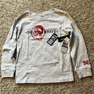Diesel Only The Brave Long sleeve TShirt Boy S. Gray Brand New Never Worn NWT